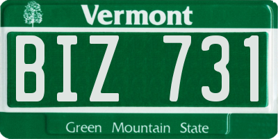 VT license plate BIZ731