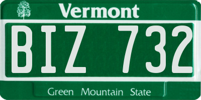 VT license plate BIZ732