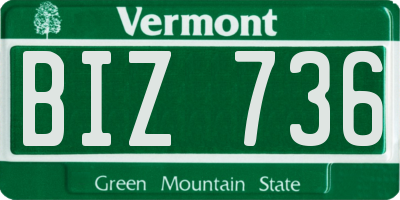 VT license plate BIZ736