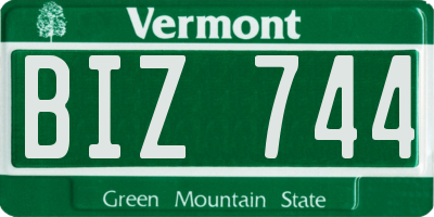VT license plate BIZ744