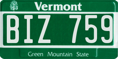 VT license plate BIZ759