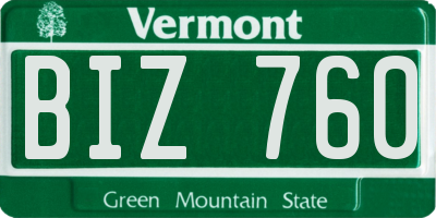 VT license plate BIZ760