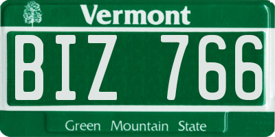 VT license plate BIZ766