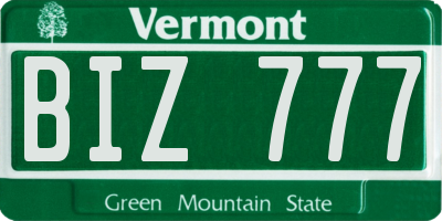 VT license plate BIZ777