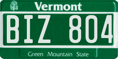 VT license plate BIZ804