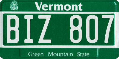 VT license plate BIZ807