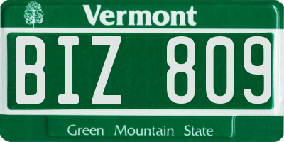 VT license plate BIZ809