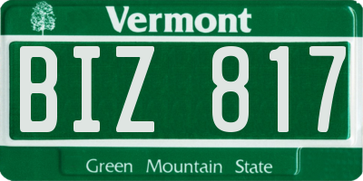 VT license plate BIZ817