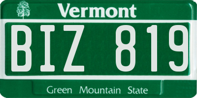 VT license plate BIZ819