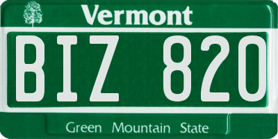 VT license plate BIZ820