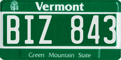 VT license plate BIZ843