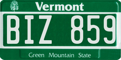 VT license plate BIZ859