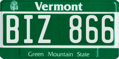 VT license plate BIZ866