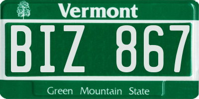 VT license plate BIZ867