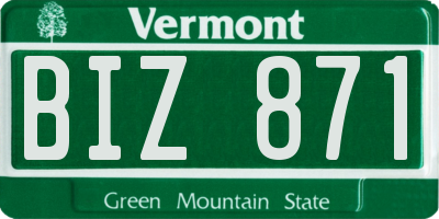VT license plate BIZ871