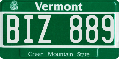 VT license plate BIZ889