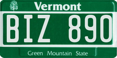 VT license plate BIZ890