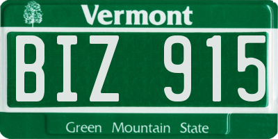VT license plate BIZ915