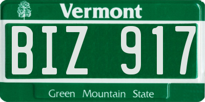 VT license plate BIZ917
