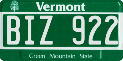 VT license plate BIZ922