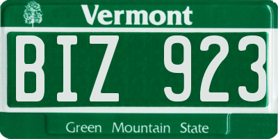 VT license plate BIZ923