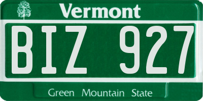 VT license plate BIZ927