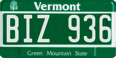 VT license plate BIZ936