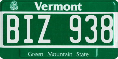 VT license plate BIZ938
