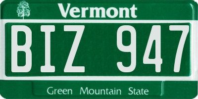 VT license plate BIZ947
