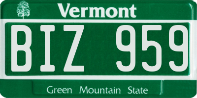 VT license plate BIZ959