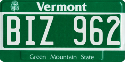 VT license plate BIZ962
