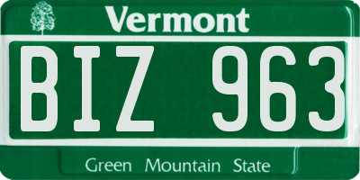 VT license plate BIZ963