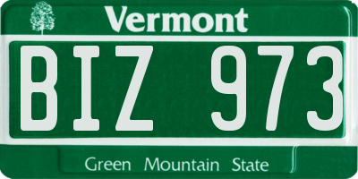 VT license plate BIZ973