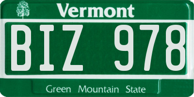 VT license plate BIZ978