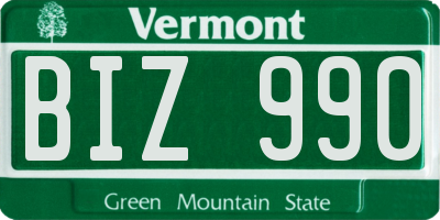 VT license plate BIZ990