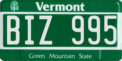 VT license plate BIZ995