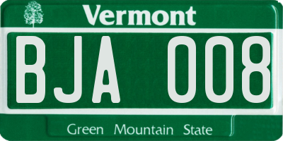 VT license plate BJA008