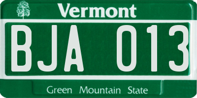 VT license plate BJA013