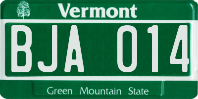 VT license plate BJA014