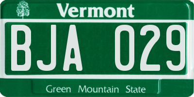 VT license plate BJA029