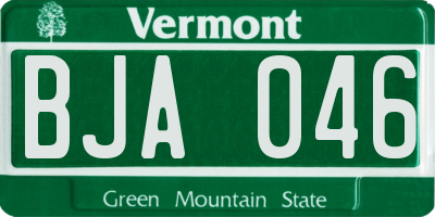 VT license plate BJA046