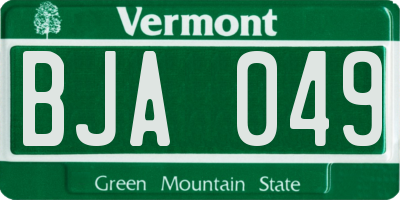 VT license plate BJA049