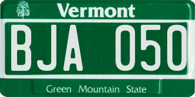 VT license plate BJA050