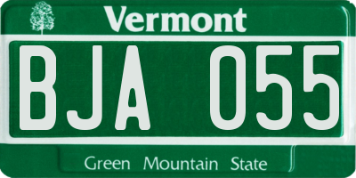 VT license plate BJA055