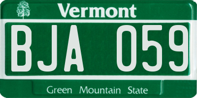 VT license plate BJA059