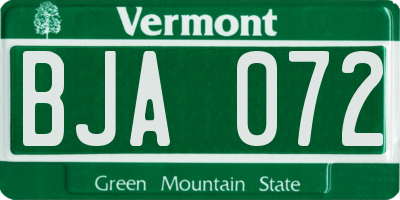 VT license plate BJA072