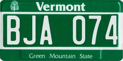 VT license plate BJA074