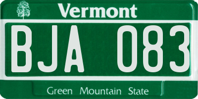 VT license plate BJA083