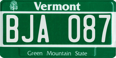 VT license plate BJA087