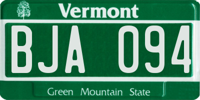 VT license plate BJA094